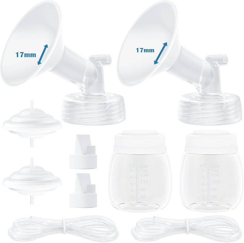 Hranio Breast Pump Parts Compatible with Spectra Replacement Pump Parts 17mm Flange, Spectra Pump Parts S1 S2 Replacements Full Set 2 Set (Full SET-17MM) - Image 1